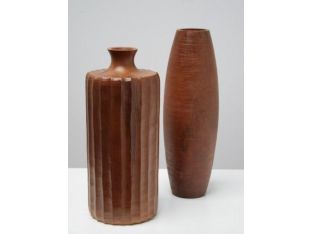 Set of 2 Wood Vases