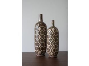 Set of 2 Brown Ceramic Vases