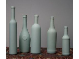 Set of 5 Assorted Mineral Green Ceramic Bottles