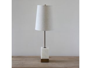 Alabaster and Antique Brass Console Lamp