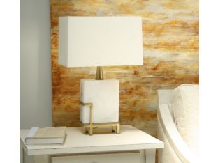 Rectangular Marble and Vintage Brass Lamp