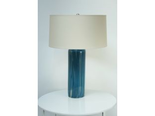 Aquamarine Wavy Stripe Glass Lamp