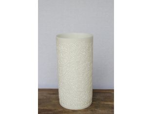 Small Etched Stone Cylinder Table Lamp