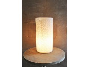 Large Etched Stone Cylinder Table Lamp