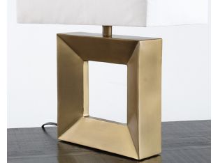 Open Square Table Lamp With Antique Brass Finish