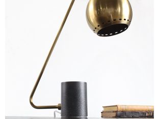 Hanging Globe Table Lamp In Antique Brass