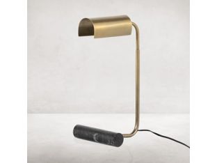 Weathered Brass And Black Marble Desk Lamp