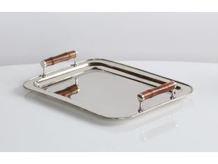 Nickel Tray with Bamboo Handles