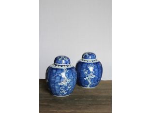 Blue and White Plum Lidded Jar