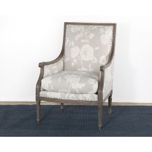 French Style Floral Print Linen Armchair  