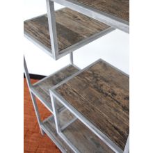 Antiqued Steel Bookcase with Reclaimed Elm Shelves