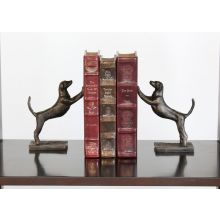 Pair of Bronze Leaning Hound Bookends