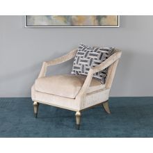 Blush Taupe Club Chair W/ Open Arm & Toss Pillow Back
