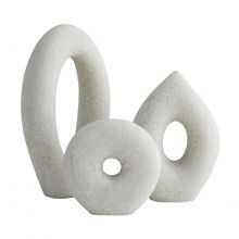 Set Of 3 Ivory Stone Objects - Cleared Décor