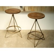 Reclaimed Wood and Vintage Brass Counter Stool