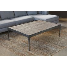 Hammered Iron Coffee Table with Reclaimed Pine Base
