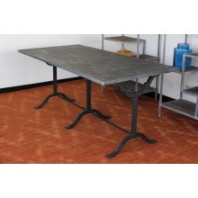Industrial Metal Dining Table with Trestle Base