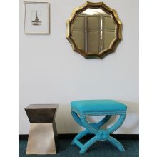 Scalloped Walnut Mirror with Antique Brass Foil
