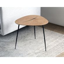 Low White Oak End Table with Forged Steel Legs