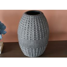 Gray Ribbed Vase - Cleared Decor
