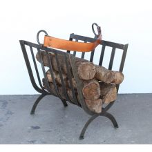 Iron Band Log Holder with Leather Handle