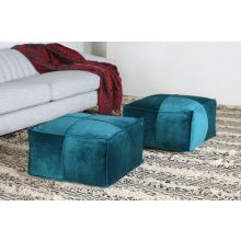Square Pouf Ottoman in Teal