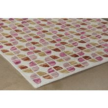 5' X 7'6" Ivory And Sunset Wool Pile Rug