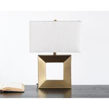 Open Square Table Lamp With Antique Brass Finish