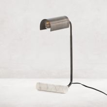 Dark Pewter And Marble Desk Lamp